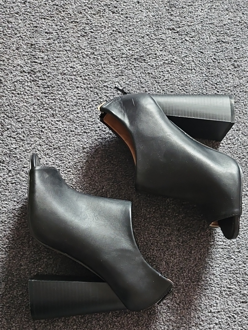 Black Peep-Toe Platform Ankle Heels - Women